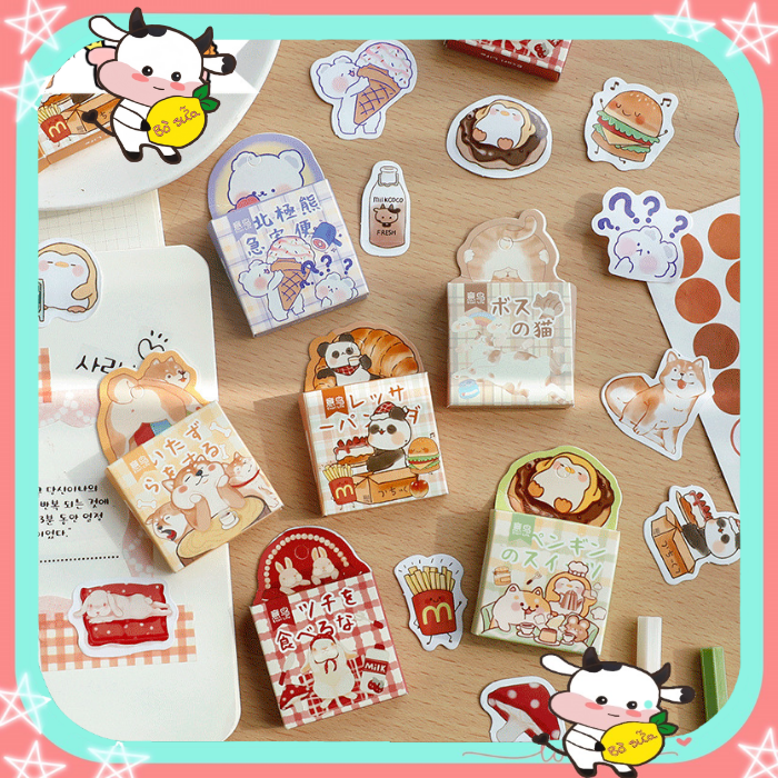 45 Sticker Miếng Dán Trang Trí Nhật Ký Hình Động Vật Dễ Thương ST21