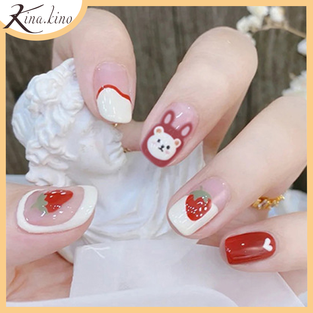 [Tặng keo+dũa] Móng tay giả siêu cu te có keo siêu chắc chống nước tốt Kinakino phukienlamdep