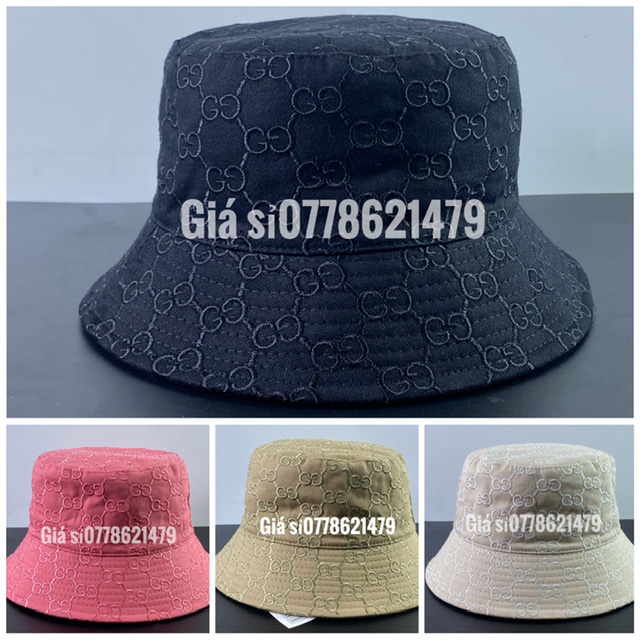 Mũ bo bucket G/G thêu Full chữ - nón bo tai bèo 2 lớp dành cho nữ sanh chảnh thời trang hàn quốc