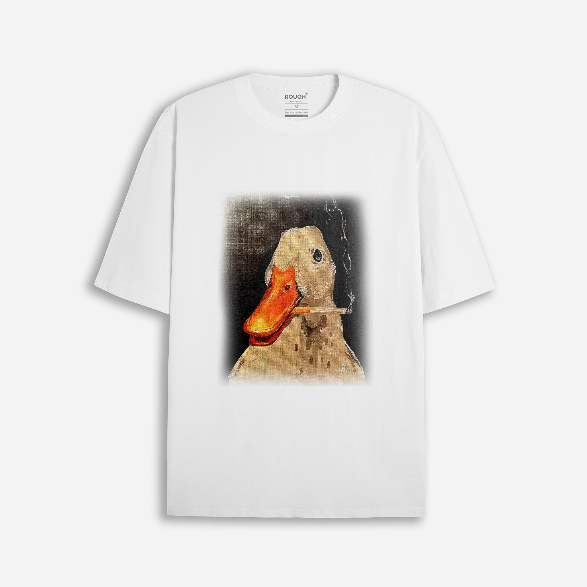 Áo thun oversize Ducky ROUGH chất cotton 230gsm cổ bo tròn tay lỡ