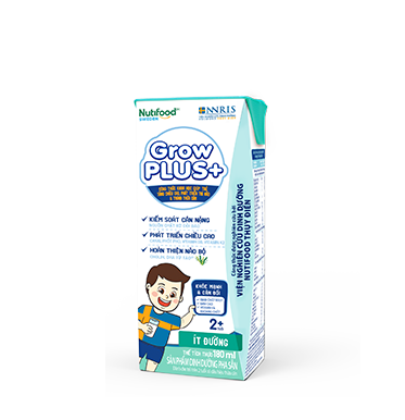 Thùng 48 hộp sữa bột pha sẵn Nutifood Growplus trắng ít đường dinh dưỡng cho bé thừa cân 180ml