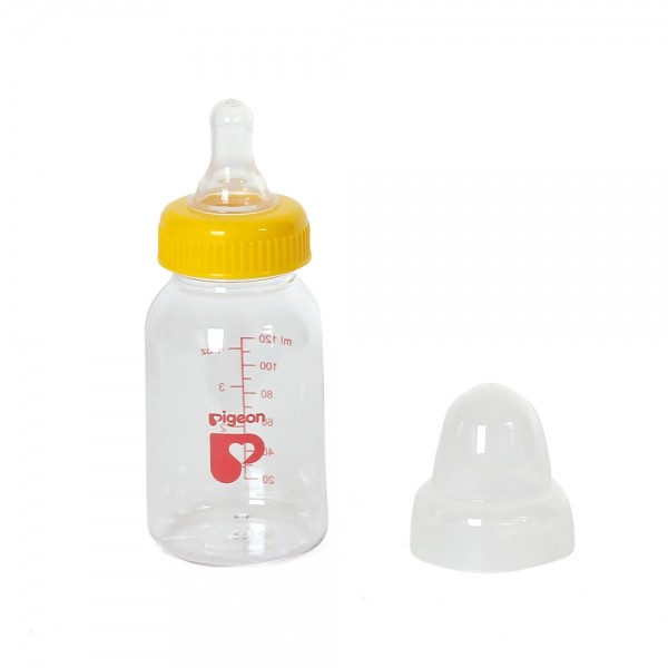 Bình sữa tròn Silicone Pigeon 120ml, được làm bằng nhựa cao cấp, độ bền cao, hợp vệ sinh và an toàn cho bé