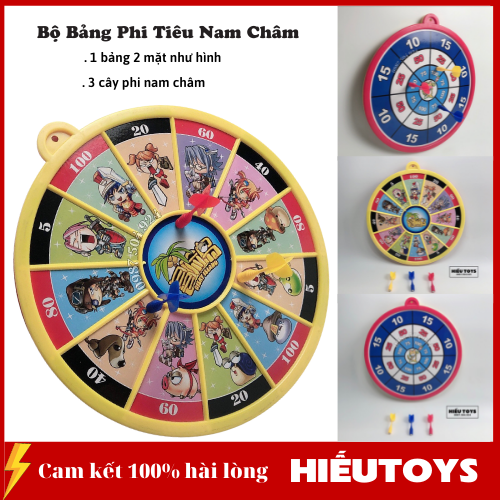 Bộ bảng phi tiêu nam châm đồ chơi phi tiêu gồm bảng 2 mặt và 3 phi nam châm cho trẻ em