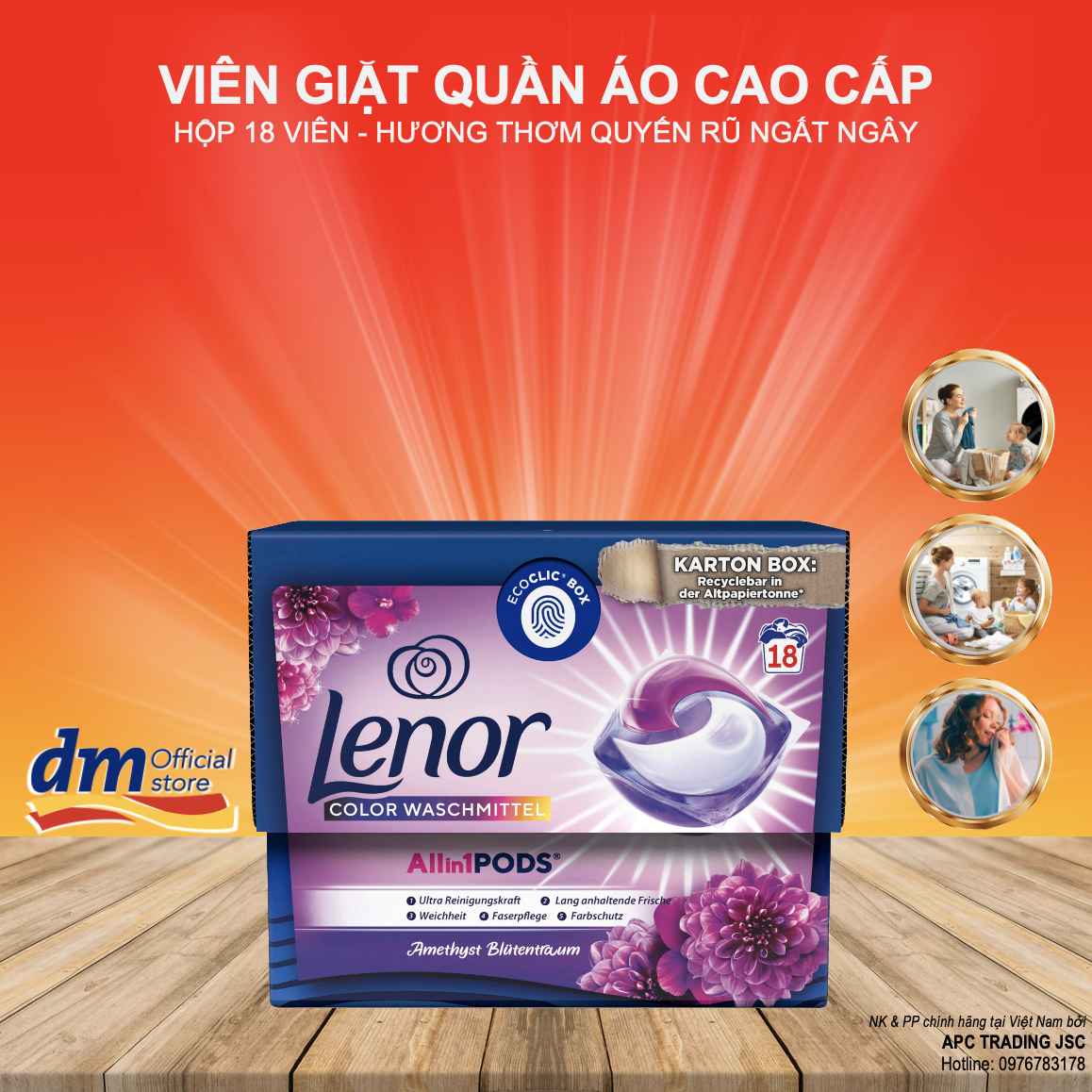 Viên giặt xả lenor all in 1 viên giặt lenor giúp làm mềm và làm thơm mới quần áo hộp 18 viên - clean.me
