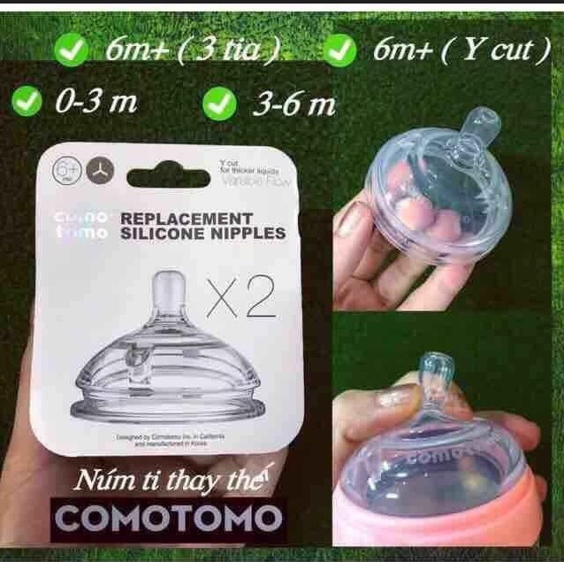 Set of 2 Comotomo Nipples with 1 Nipple for Babies under 3 Months