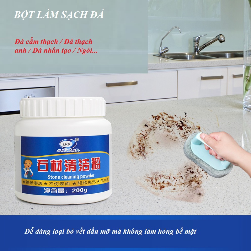 Bột Tẩy Sạch Bàn Đá Bếp, Thạch Anh, Ngói,Dễ Dàng Loại Bỏ Vết Dầu Mỡ, Cặn Bẩn Mà Không Làm Hỏng Bề Mặt - CLEAR B SHOP