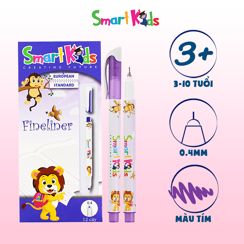 Bút lông kim mực tím Smartkids chuyên dùng cho các bé tiểu học từ 6 đến 10