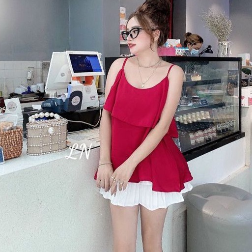 Áo kiểu 2 dây chất lụa dày dặn mềm và mát