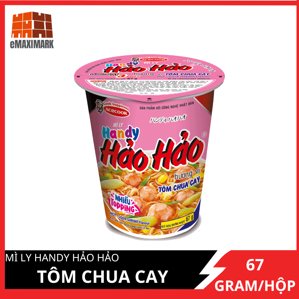 Mỳ ly handy hảo hảo vị tôm chua cay hộp 67g