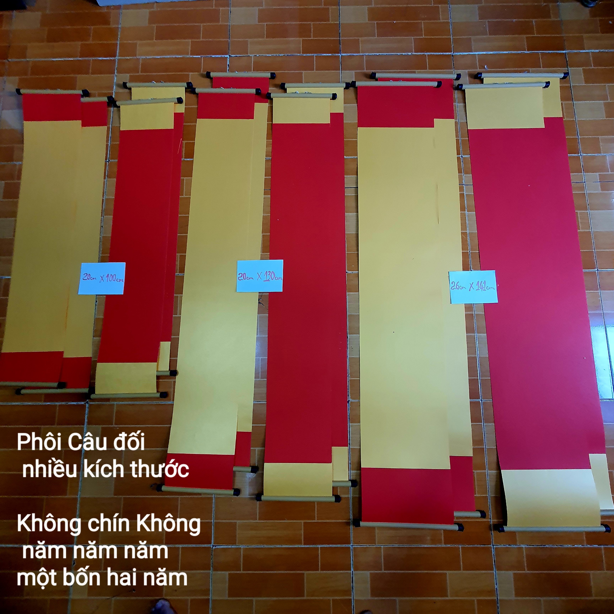 Phôi câu đối giấy mỹ thuật nhiều kích thước. Câu đối trang trí tết.