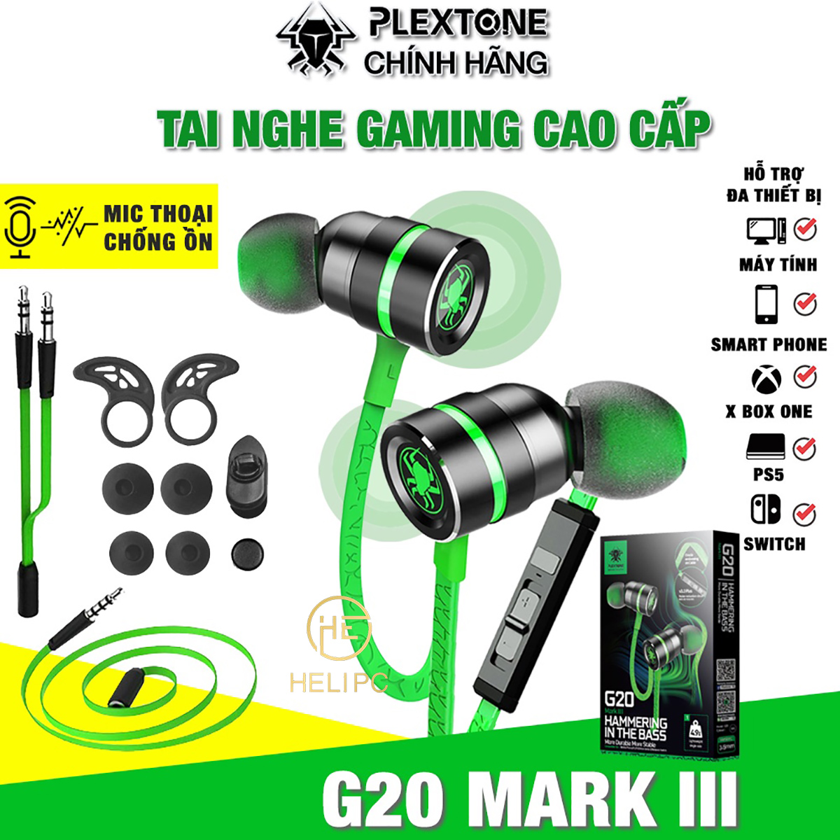 Tai nghe gaming có mic rời Plextone G20 - Tai nghe gaming có dây chính hãng Plextone