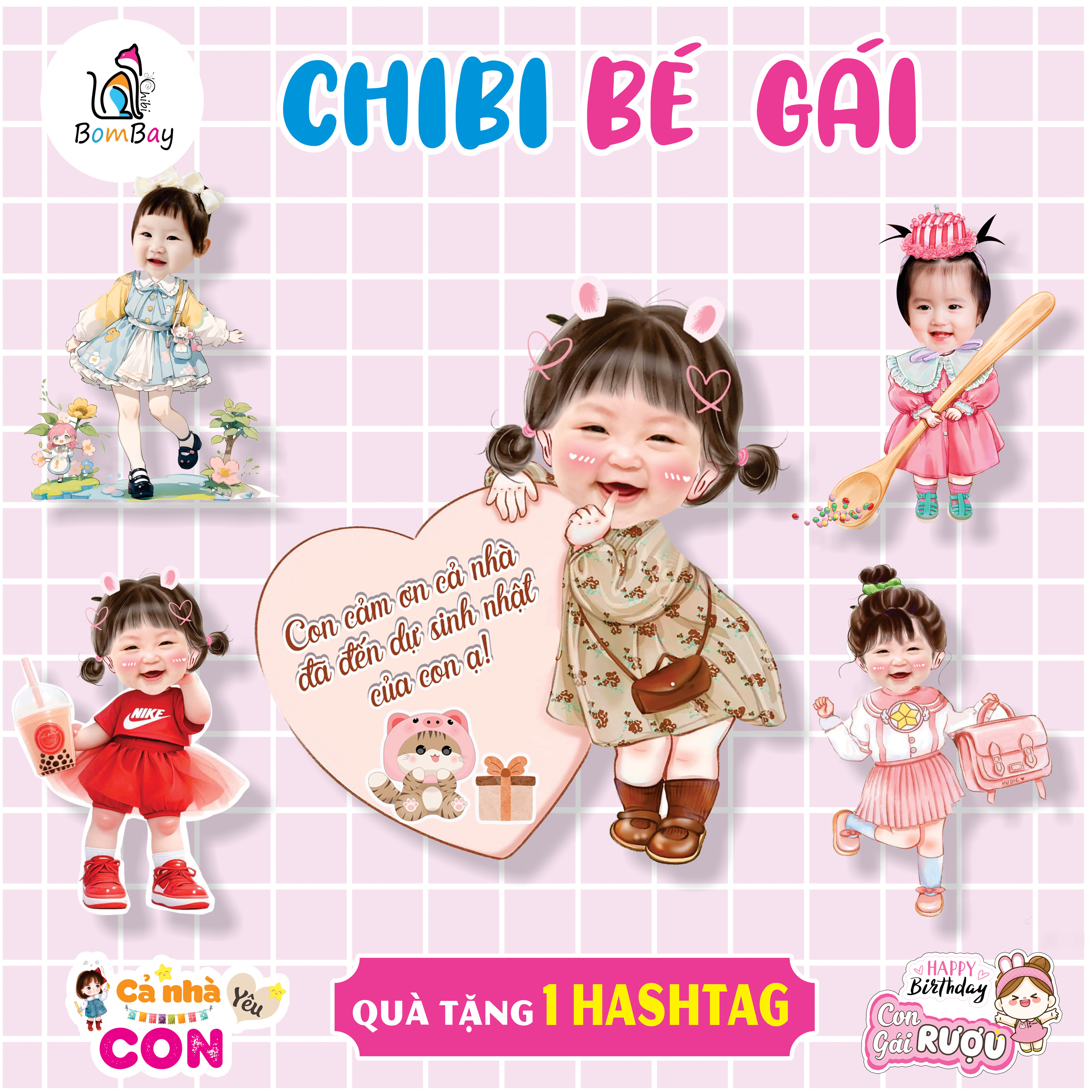 Chibi sinh nhật cho bé gái giá siêu rẻ , kích cỡ 25cm và 35-40cm ( tuỳ mẫu)