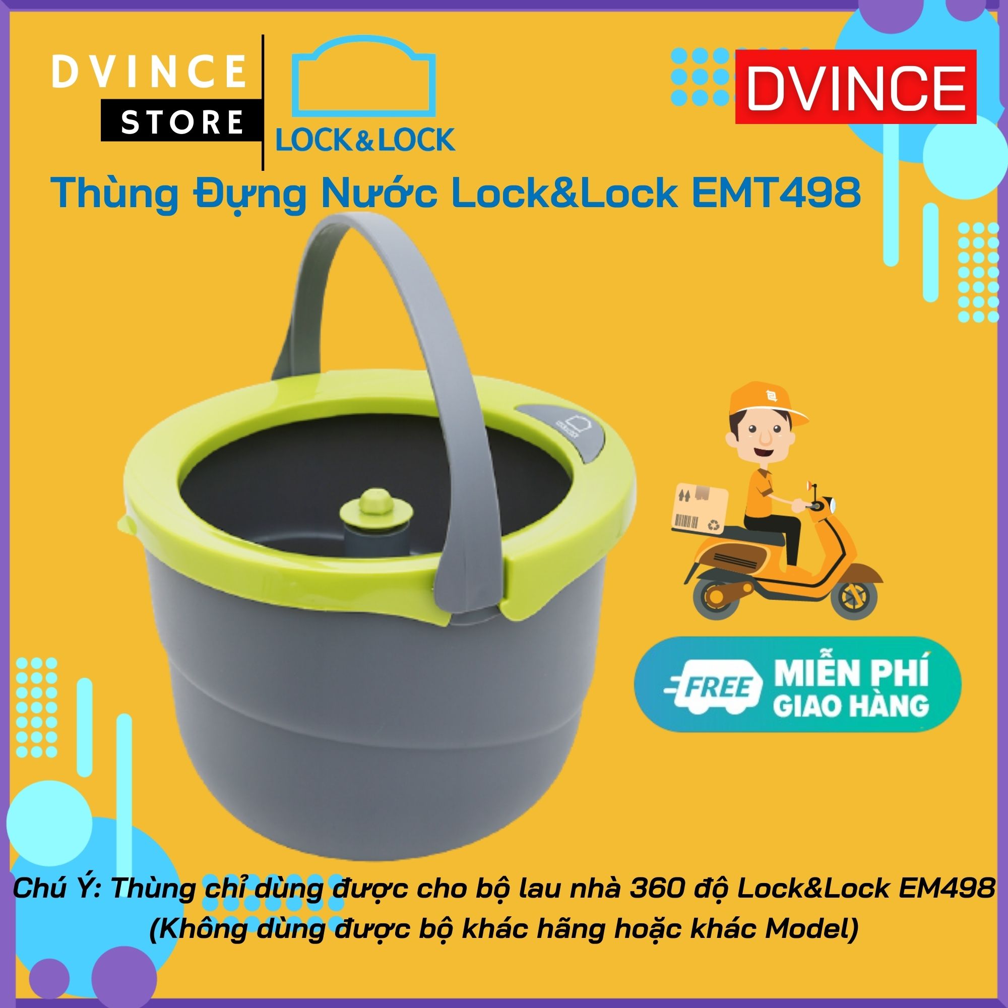 [Phụ Kiện ETM498] Xô Đựng Nước LOCK & LOCK ETM498 - Lưu Ý: Sản phẩm không kèm cây lau nhé