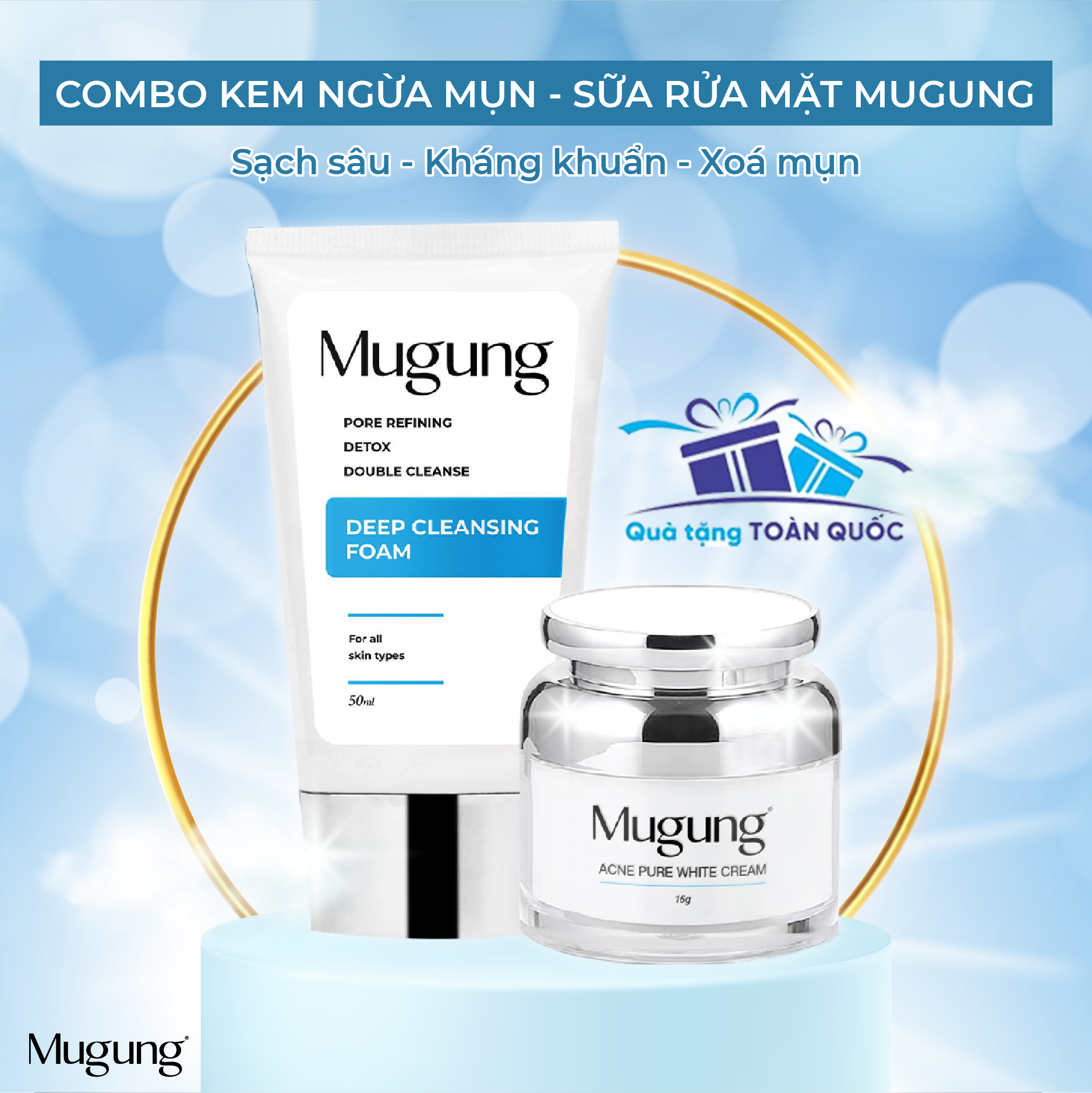 Combo ngăn ngừa mụn gồm Sữa rửa mặt và Serum Acne Treatment không bong da bí quyết sạch bay mụn thâm,mụn bọc,mụn trứng cá, dành cho mọi loại da 15ml và 15gram