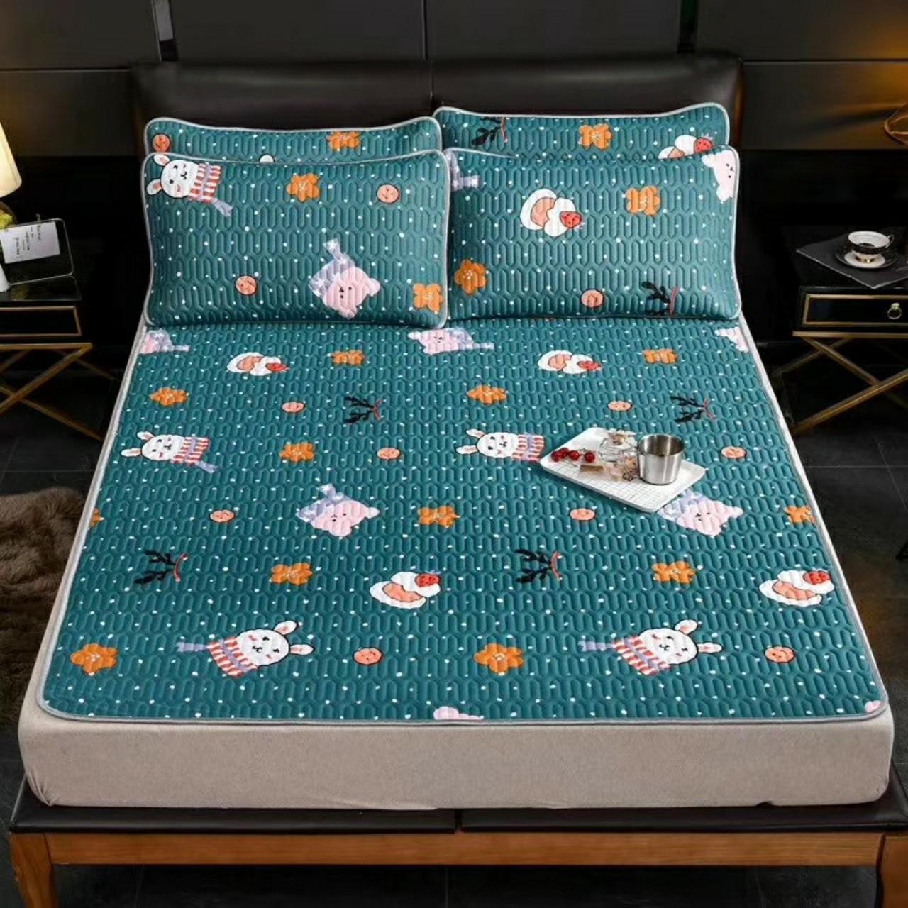 Chiếu điều hòa  mủ cao su non loại  hình ảnh 3D kích thước 1.6x2m kèm 2 vỏ gối