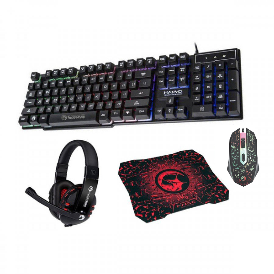 Bộ combo phím/chuột/tai nghe/lót chuột marvo CM370 gaming - chơi game siêu ngầu - Nhất Tín Computer