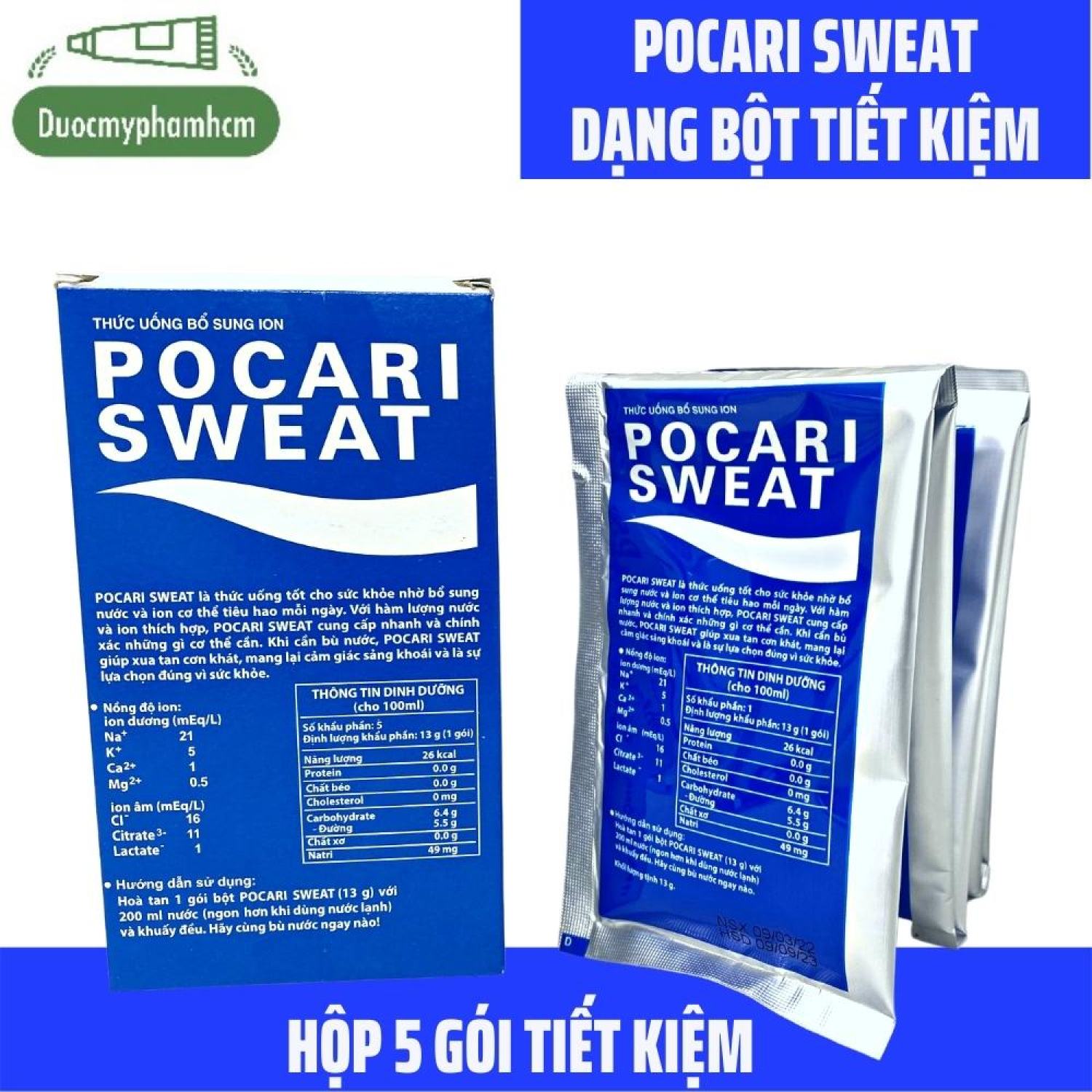 Nước Uống Bổ Sung Ion- Hồi Phục Thể Lực Pocari Sweat Dạng Bôt- Hộp 5 Gói