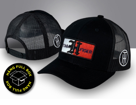 Nón Lưới Màu Đen Nam Tính TOMMY Freesize Quai Bấm Nhựa