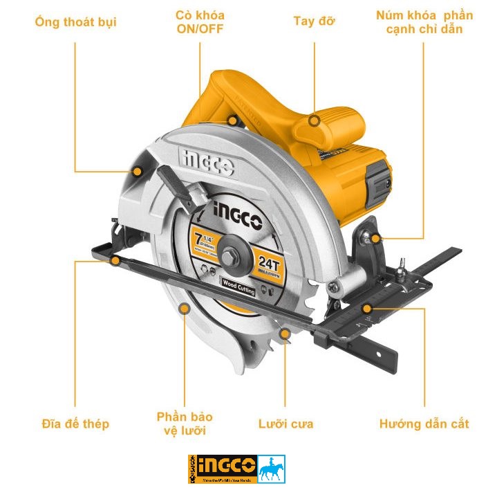 Máy cưa gỗ đĩa 185mm 1200w ingco total cs18518 cs18538 ts11218576