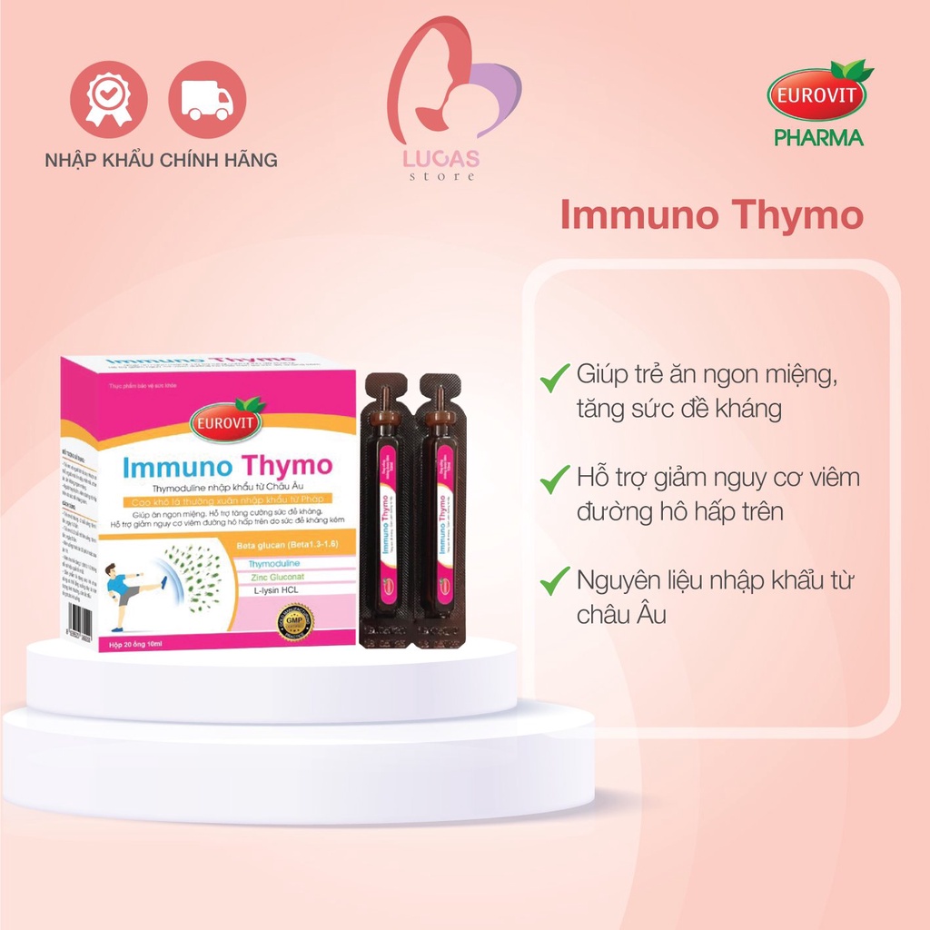 Immuno thymo eurovit tăng cường sức đề kháng,giúp trẻ ăn ngon,tiêu hóa khỏe hộp 20 ống/10ml - tp082