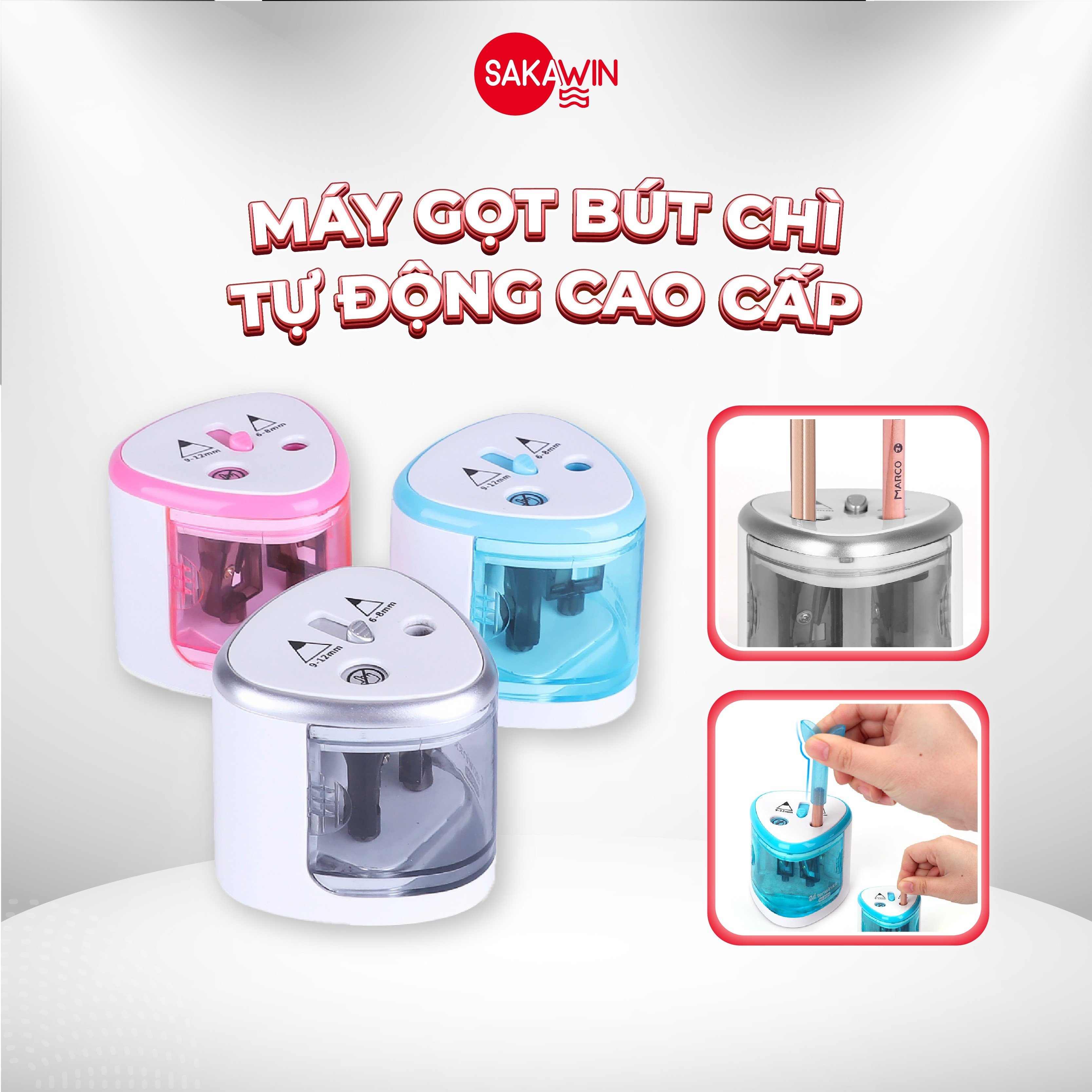 Gọt bút chì tự động TENWIN, Gọt bút chì cho bé tiện lợi, an toàn