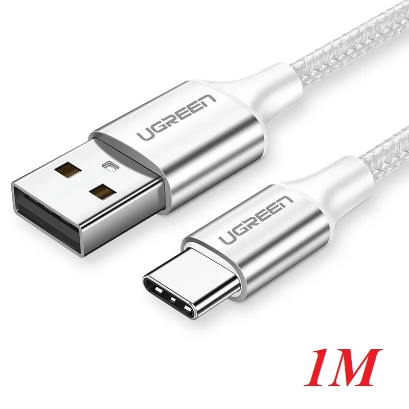 Ugreen 60131 1m cáp usb ra type c bọc nhôm màu bạc us288