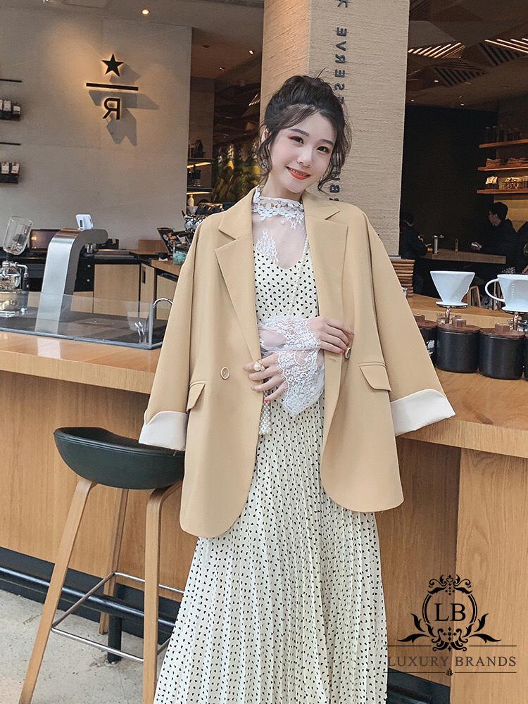 Áo khoác nữ dáng vest blazer chất đẹp dày dặn dáng basic một cúc trơn thừi trang thu hè xuân ulzzang Hàn Quốc hàng l1