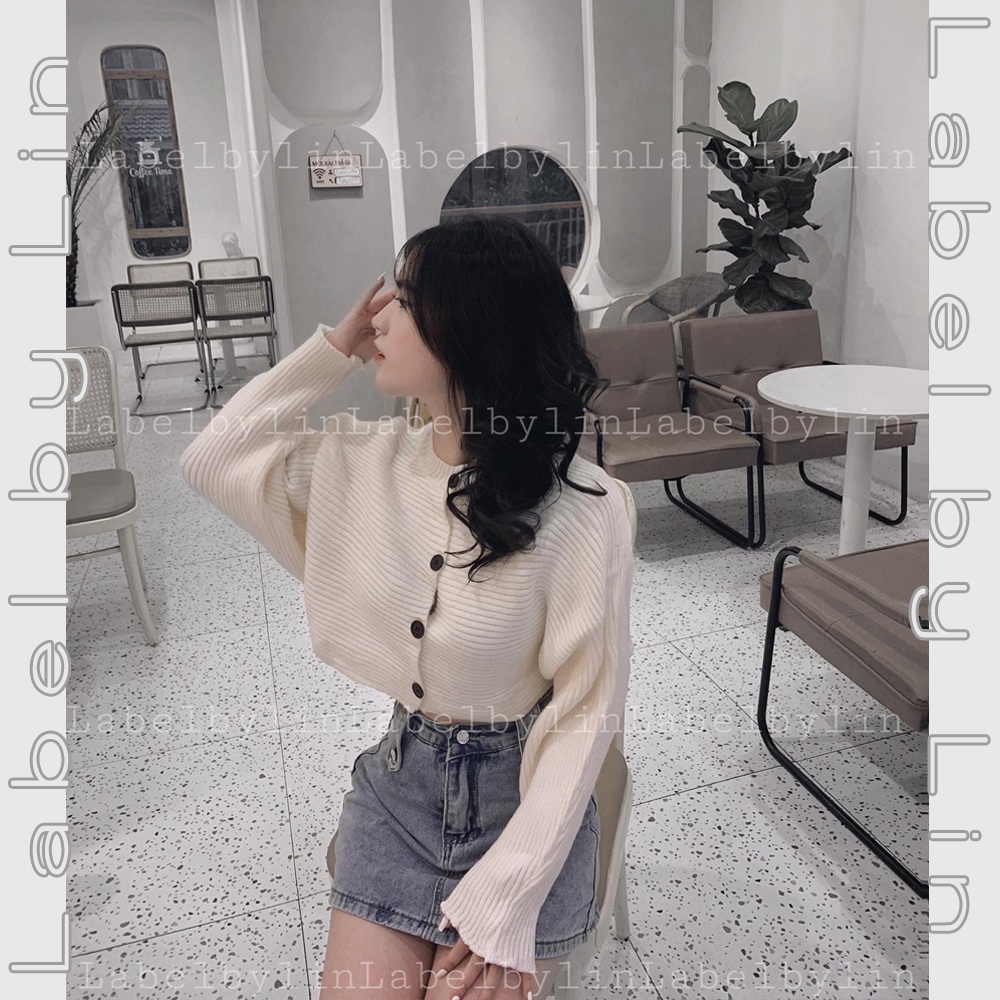 Áo cardigan dáng croptop cổ tròn dài tay cánh dơi hàng quảng châu - phong cách hàn quốc hiện đại cho nữ