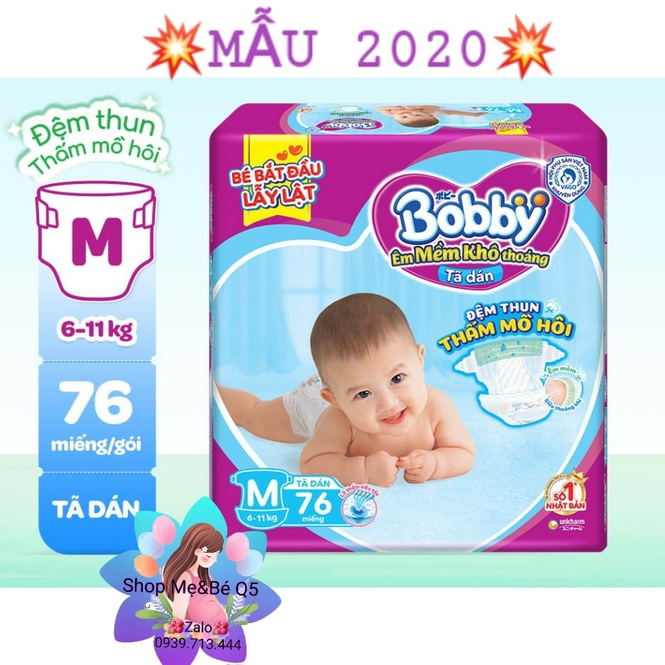 💥TÃ DÁN BOBBY ĐỆM THUN THẤM MỒ HÔI SIZE M76