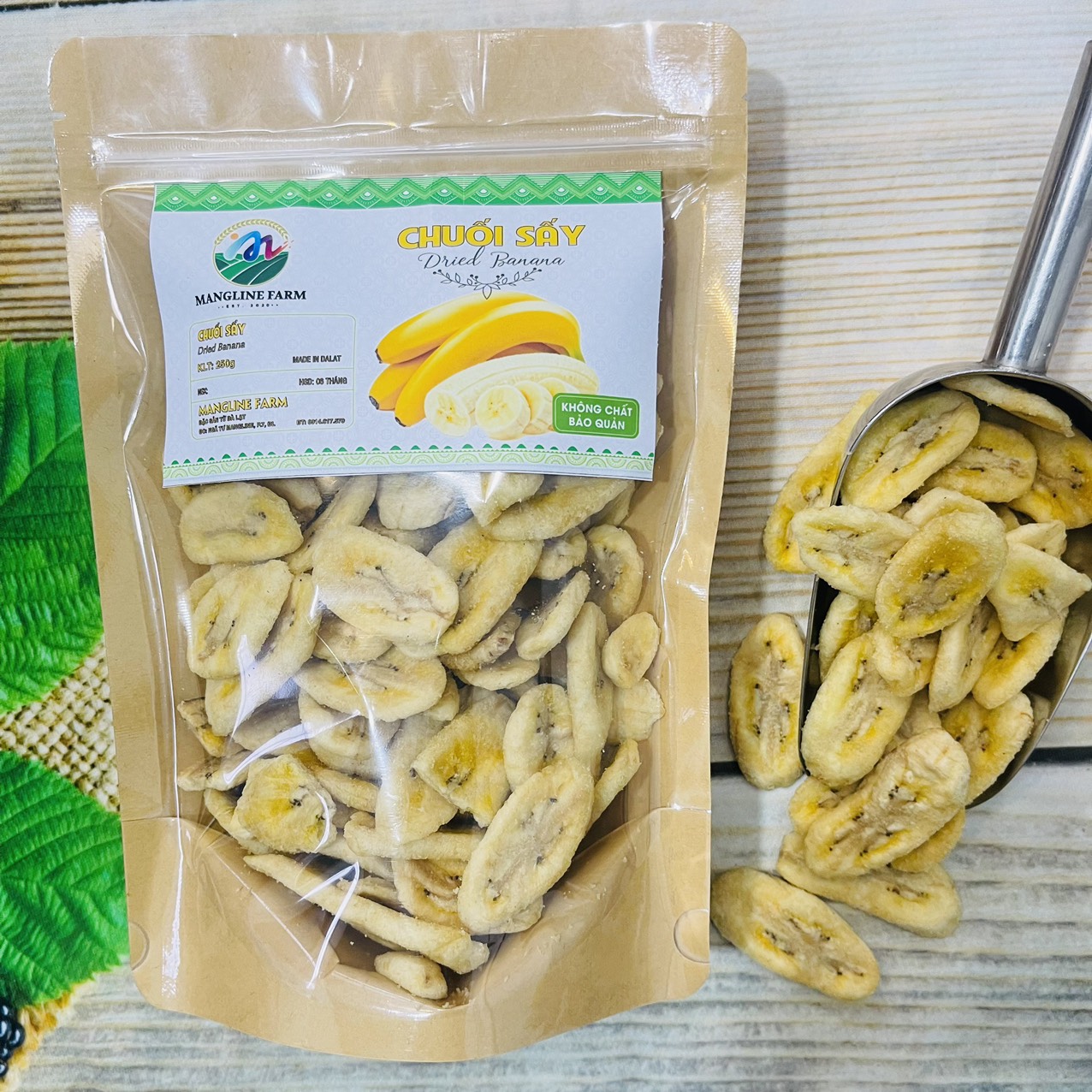 [FREESHIP 15K CHO ĐƠN 29K] Chuối sấy khô không đường 250g thơm ngon giòn tan đặc sản Đà Lạt