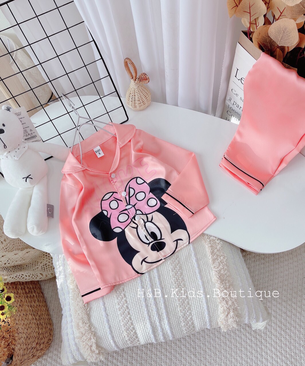 [8 -45 kg ] Bộ Mặc Nhà Lụa dài tay cao cấp -  Pijama Lụa 3D Chất Mềm Mịn An Toàn Cho Da Bé