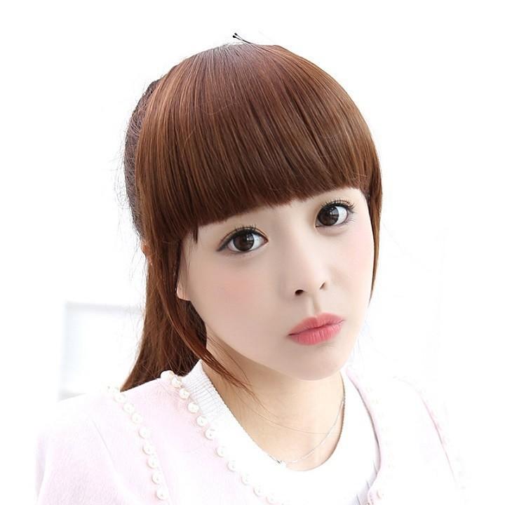 Tóc giả mái hàn quốc-màu nâu đỏ sẫm