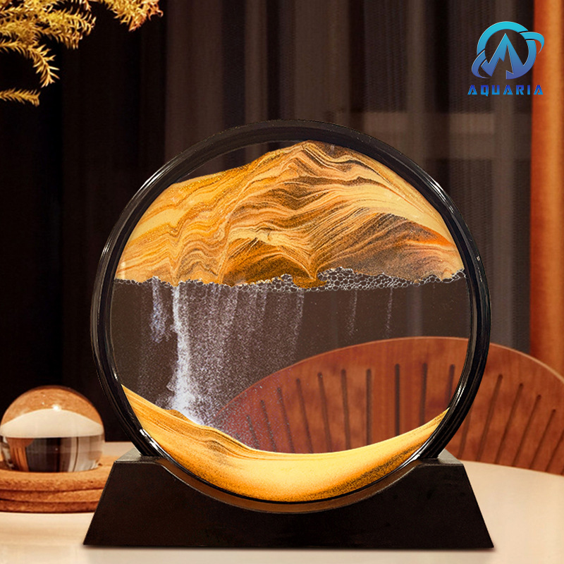 Tranh cát 3d chuyển động tranh cát chảy hình tròn làm quà tặng trang trí bàn làm việc tinh tế, sang trọng