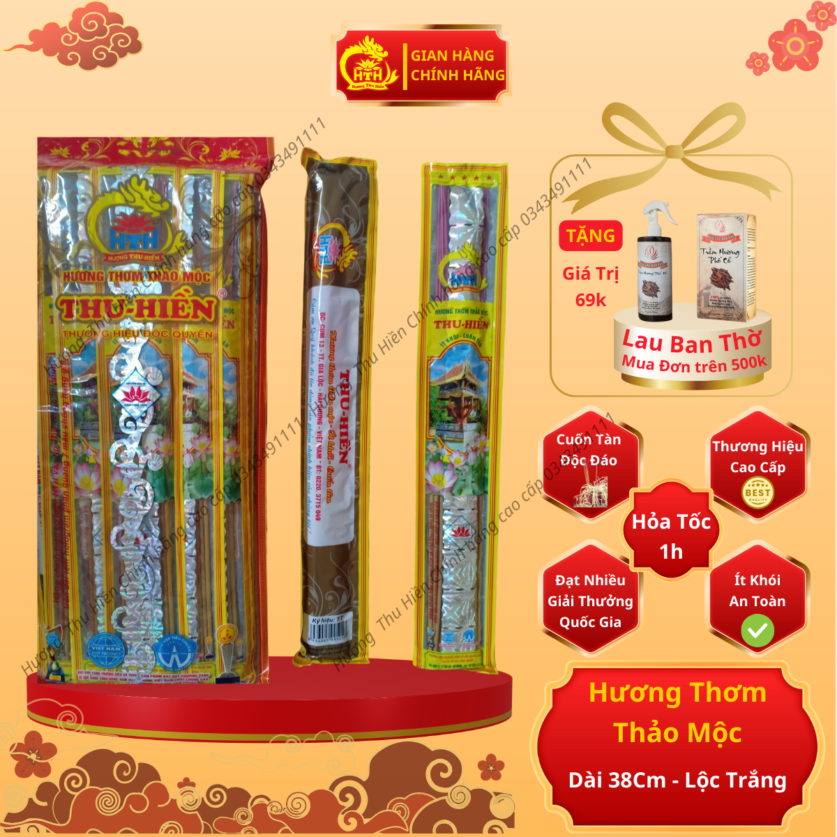 Nhang Thơm Túi To 320 nén, Nhang Thảo Mộc Thu Hiền, Hương Thơm Thảo Mộc Thu Hiền Cao Cấp Tàn Trắng Và Hồng Dài 38cm, Chính Hãng Bịch To 10 Thẻ, 320 Nén