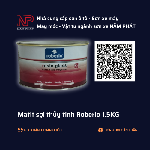 Matit bả sợi thủy tinh resin glass Roberlo 1.5kg