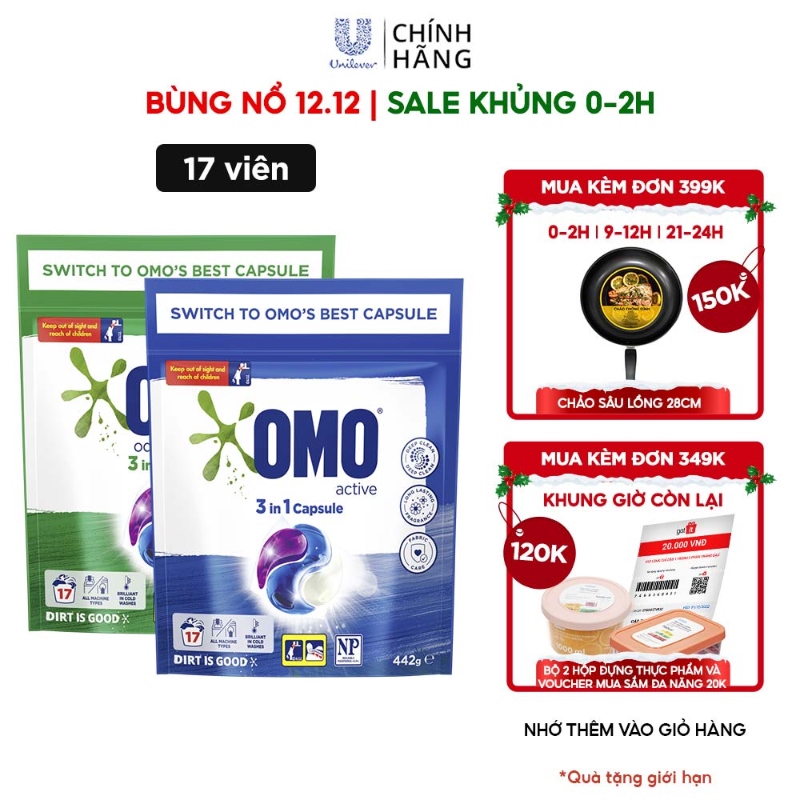 Túi Viên Giặt Tiện Lợi OMO Công Nghệ Anh Quốc (17 Viên/Túi)