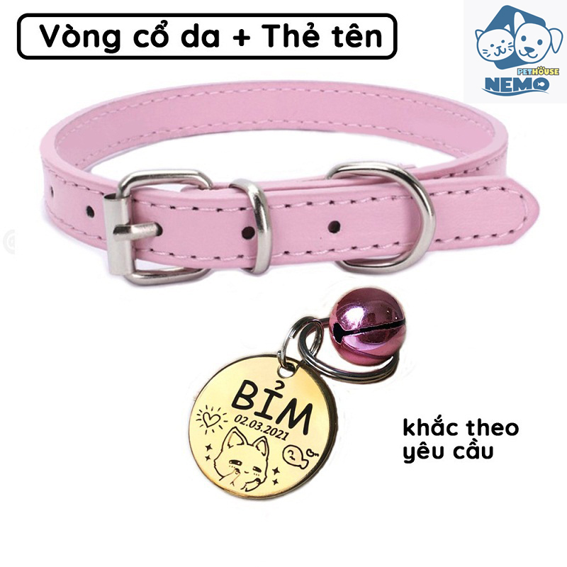Combo vòng cổ chó mèo + thẻ tên thú cưng