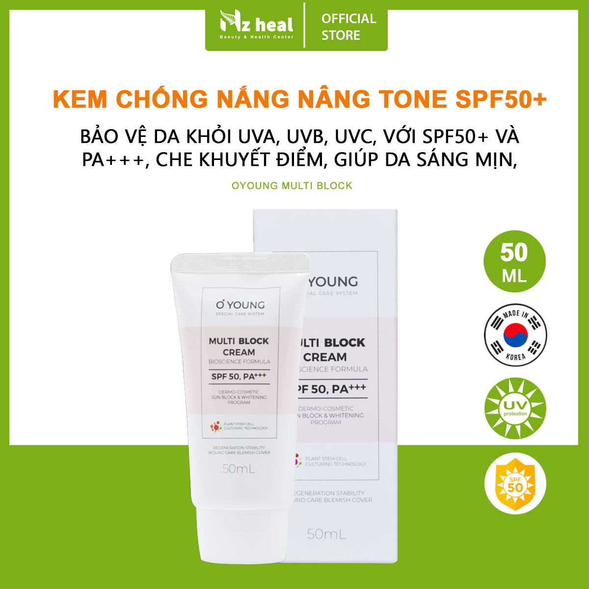 Kem chống nắng che khuyết điểm Oyoung Multi Block Cream SPF 50 PA+++
