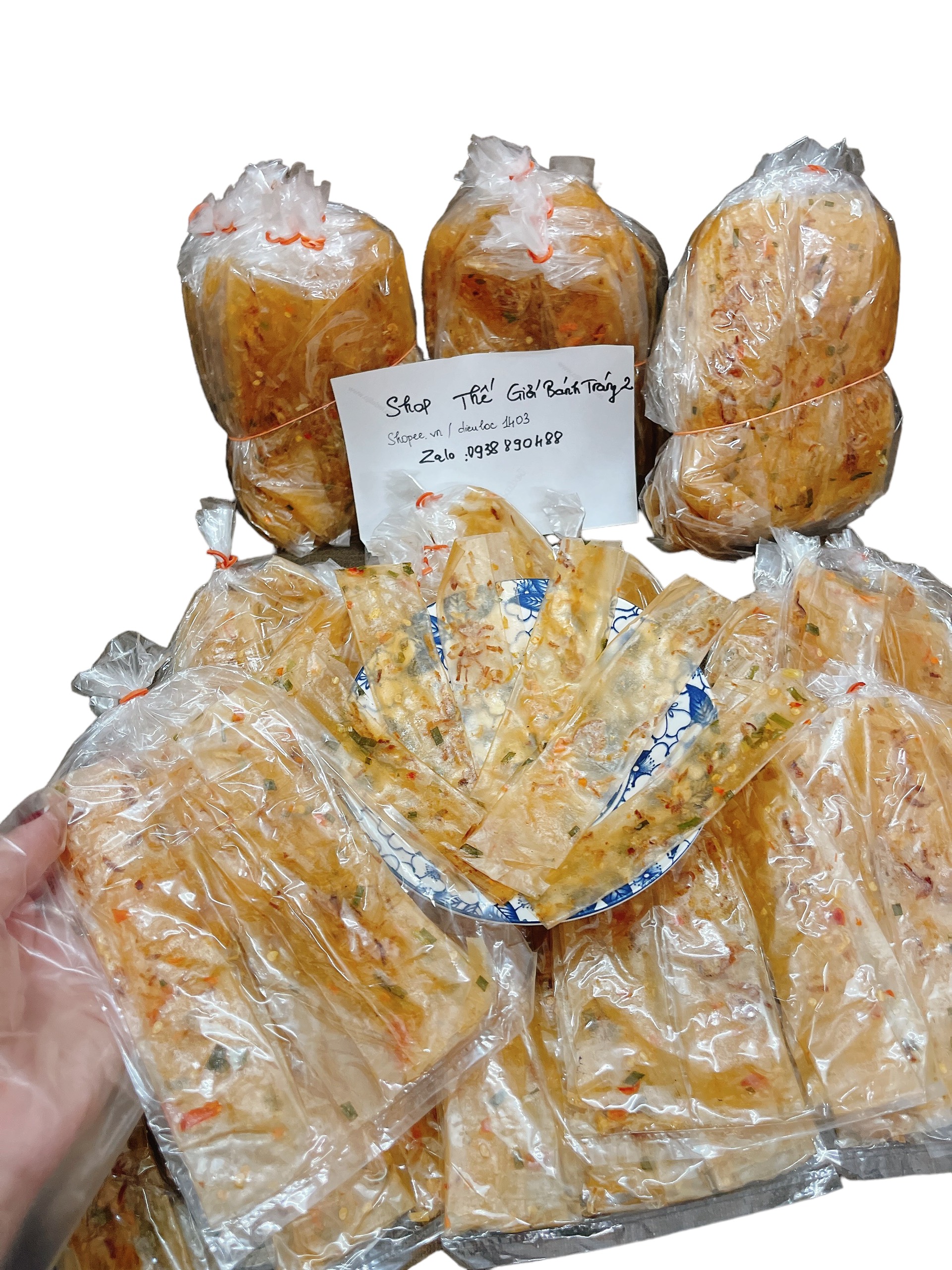 10 bịch bánh tráng dẻo chay cuộn hành phi dẻo mềm thơm ngon