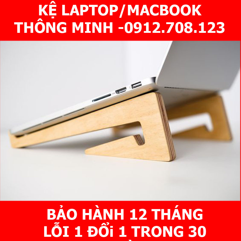 Kệ laptop, Giá đỡ Macbook bằng gỗ tự nhiên tiện dụng QT04