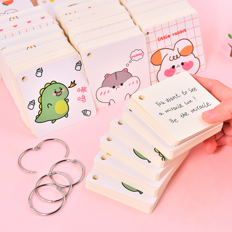 FlashCard Bộ Thẻ Ghi Chú, Ghi Nhớ Học Từ Vựng Ngoại Ngữ Mẫu Hoạt Hình Đáng Yêu