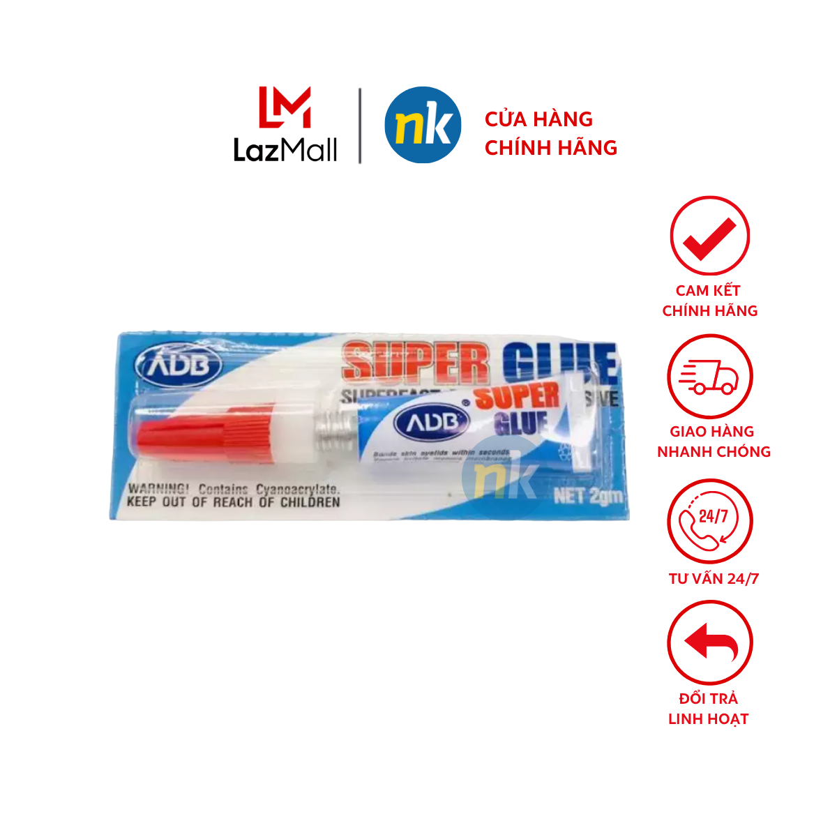 Keo dán sắt ADB Super Glue Sparko 2g keo dính nhanh cao cấp tốt hơn dính hơn và bền lâu hơn dán kim loại nhựa gỗ da thủy tinh cao su dệt may gốm sứ