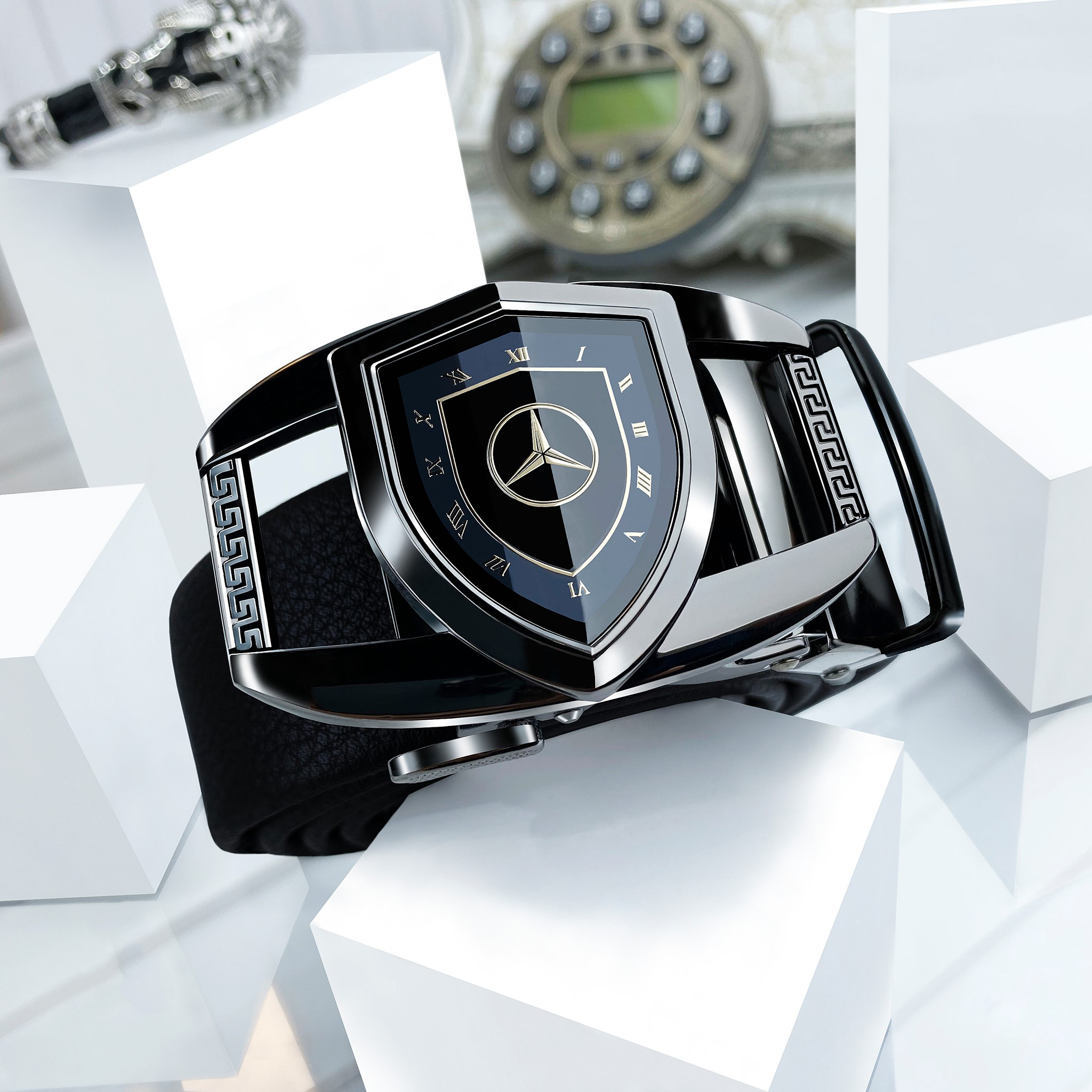 Thắt lưng da nam mặt kính Saphire chống xước Cao Cấp, Dây nịt lưng nam mặt Mec đẹp, Dây lưng khóa tự động HD32