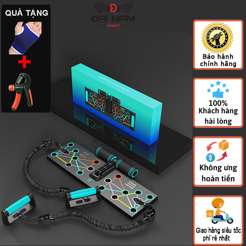Bộ Dụng Cụ Chống Đẩy,HÍt Đất Đẩy Đa Năng 3 Trong 1 Tích Hợp Tập Bụng,Dây Kéo Tay Chính Hãng Đại Nam Sport + Tặng Kèm Găng Tay Và Kìm Bóp