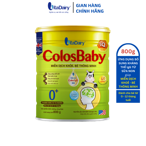 Sữa bột ColosBaby IQ Gold 0+ 800g hỗ trợ phát triển trí não, miễn dịch khỏe cho bé - VitaDairy
