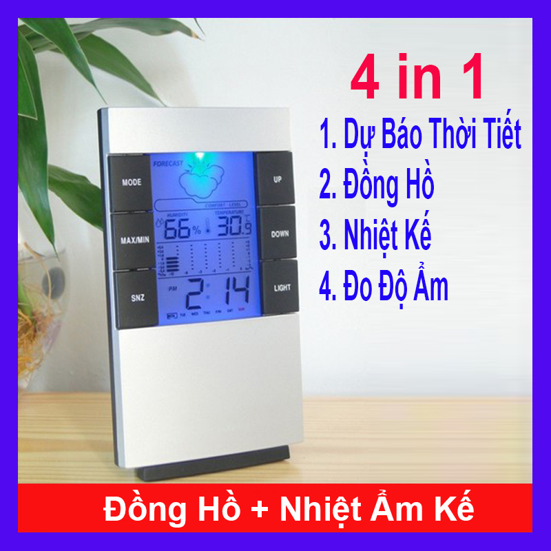 Nhiệt kế điện tử và Đồng hồ đo độ ẩm phòng - K100