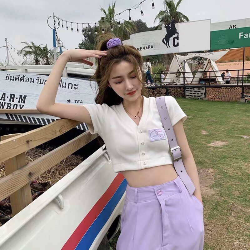 [HCM]Áo Croptop cổ V