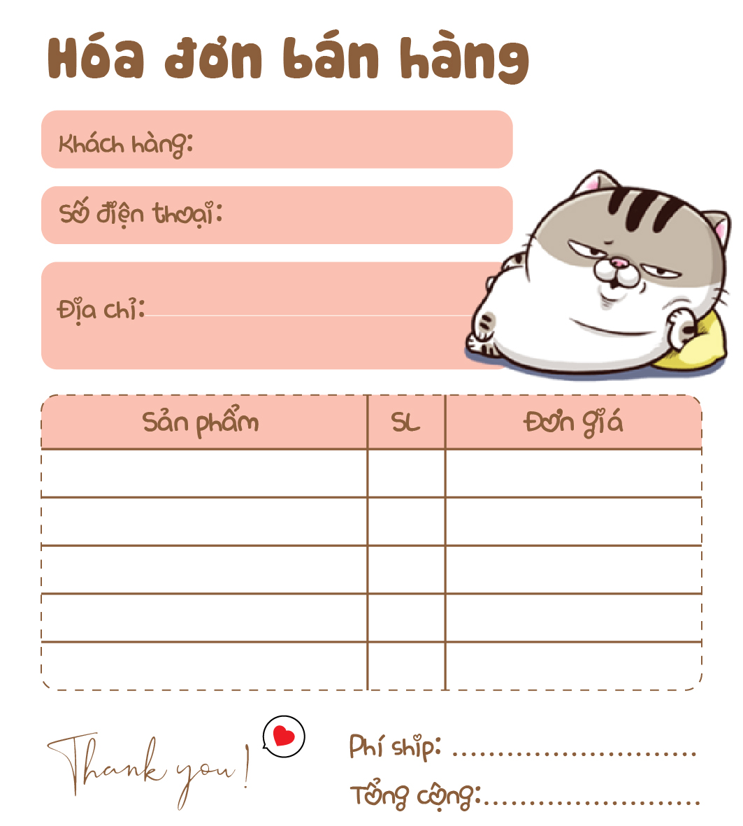 Hóa đơn bán hàng mini 1 liên ami