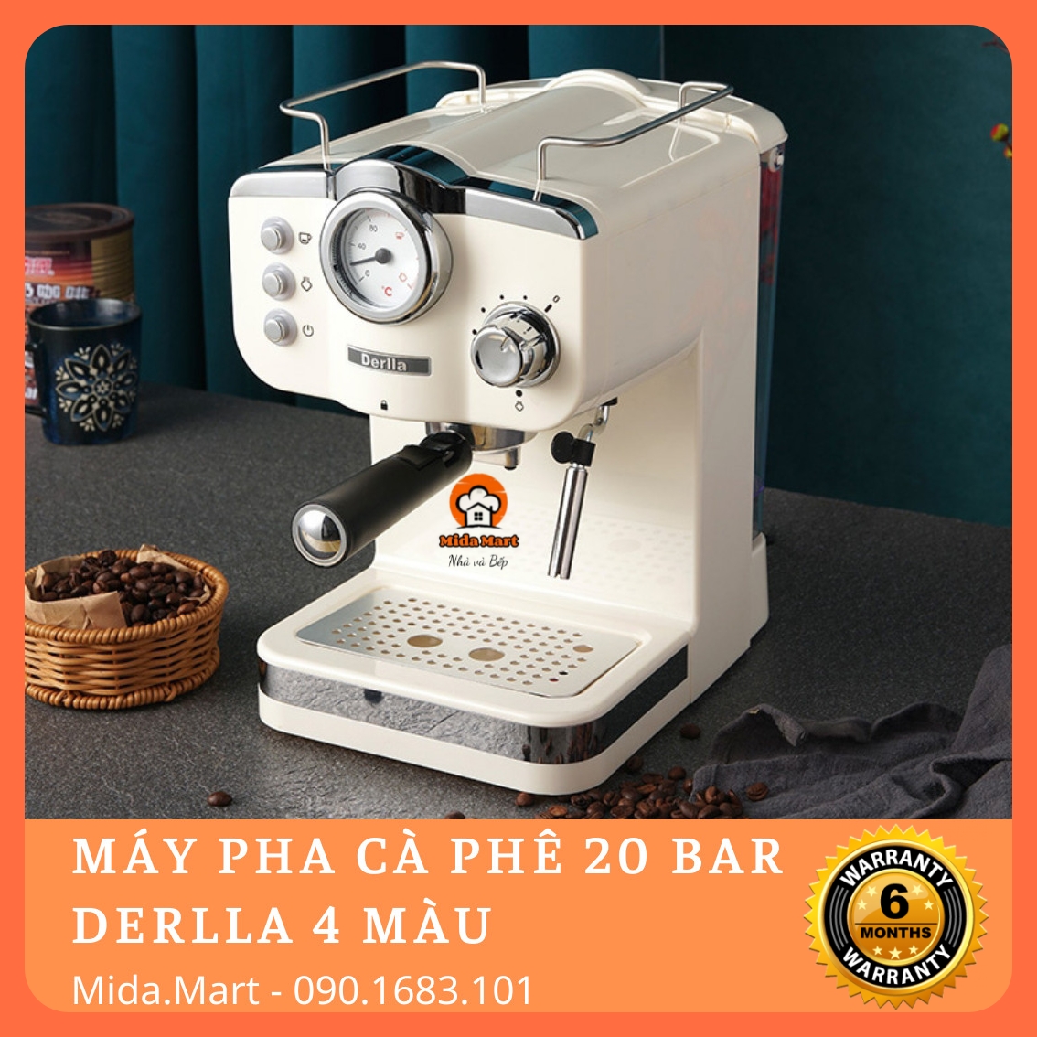 MÁY PHA CAFE TỰ ĐỘNG PHONG CÁCH ITALY CHÍNH HÃNG DERLLA BẢO HÀNH 6 THÁNG