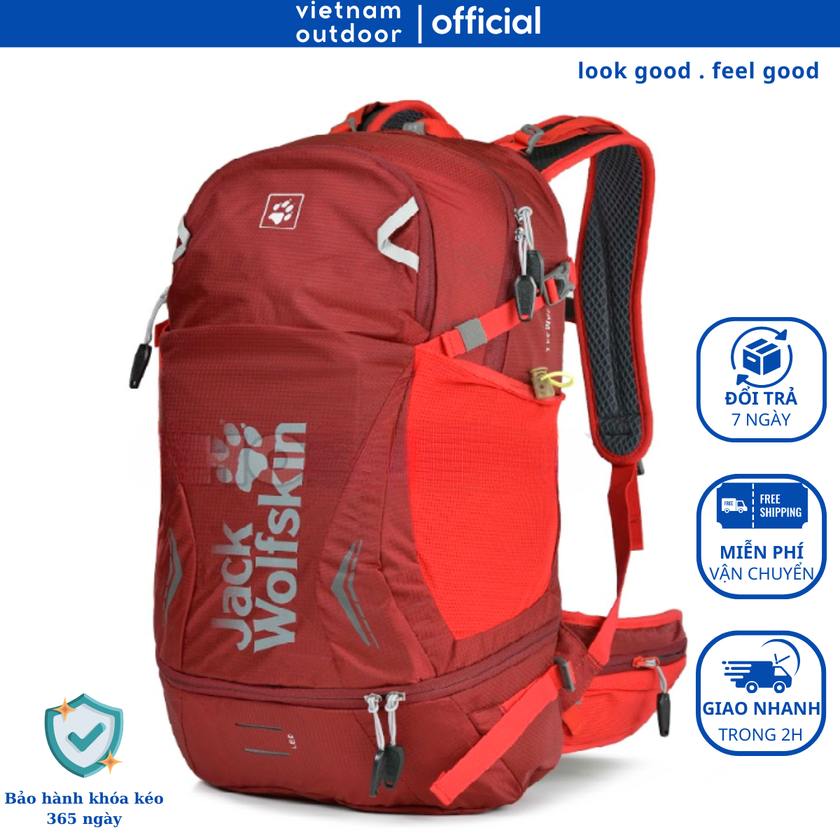 Balo phượt du lịch jack wolfskin moab jam 34 chống nước có áo mưa đi kèm trợ lực đệm lưng thoáng khí